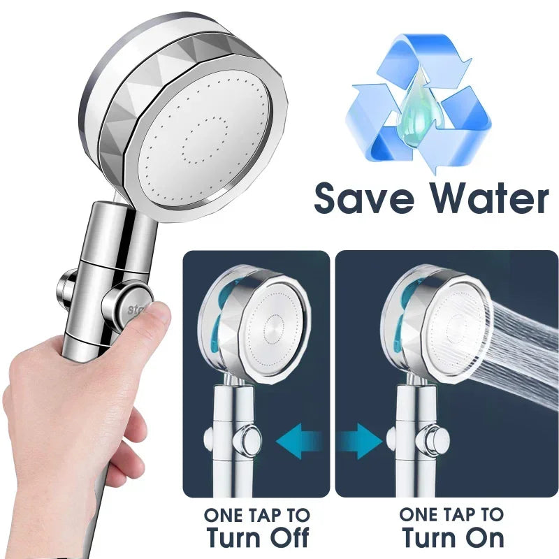 Pressurized Shower Head Turbine Shower