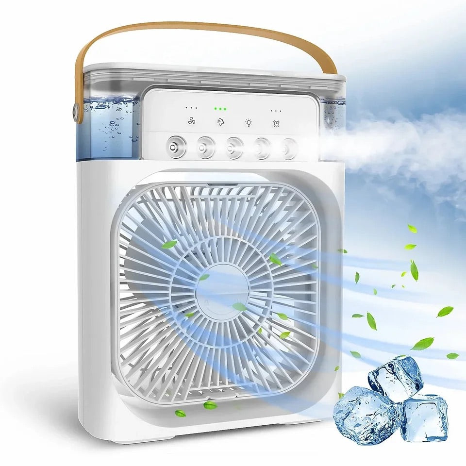 Kipas Mini Fan 6 inches air conditioner, cooler & humidifier with 5 sprays 7 color light