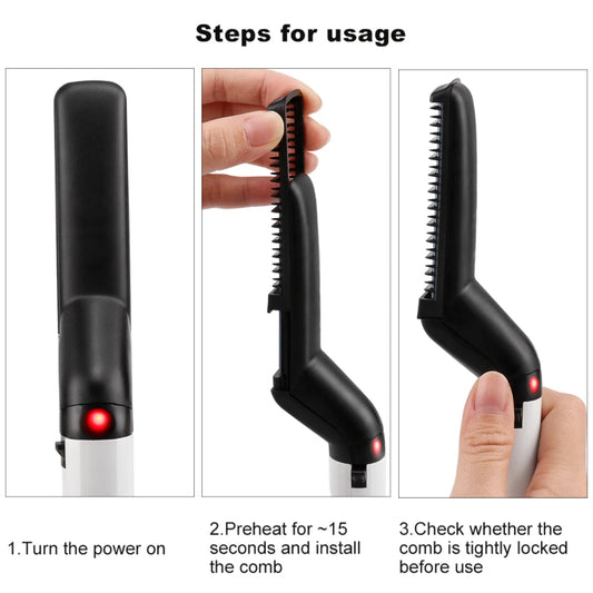 Hair & Beard Straightener Brush Comb