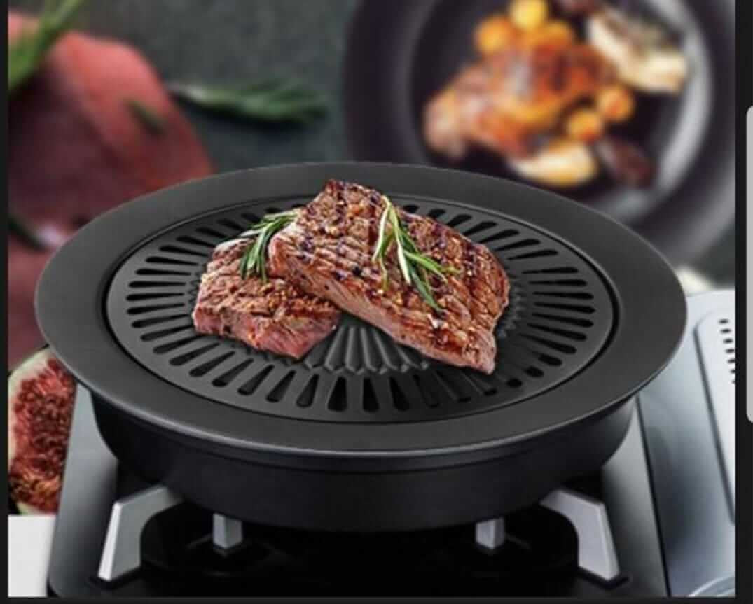Outdoor Smokeless Non-stick Barbecue Grill Roaster Pan Stove Plate