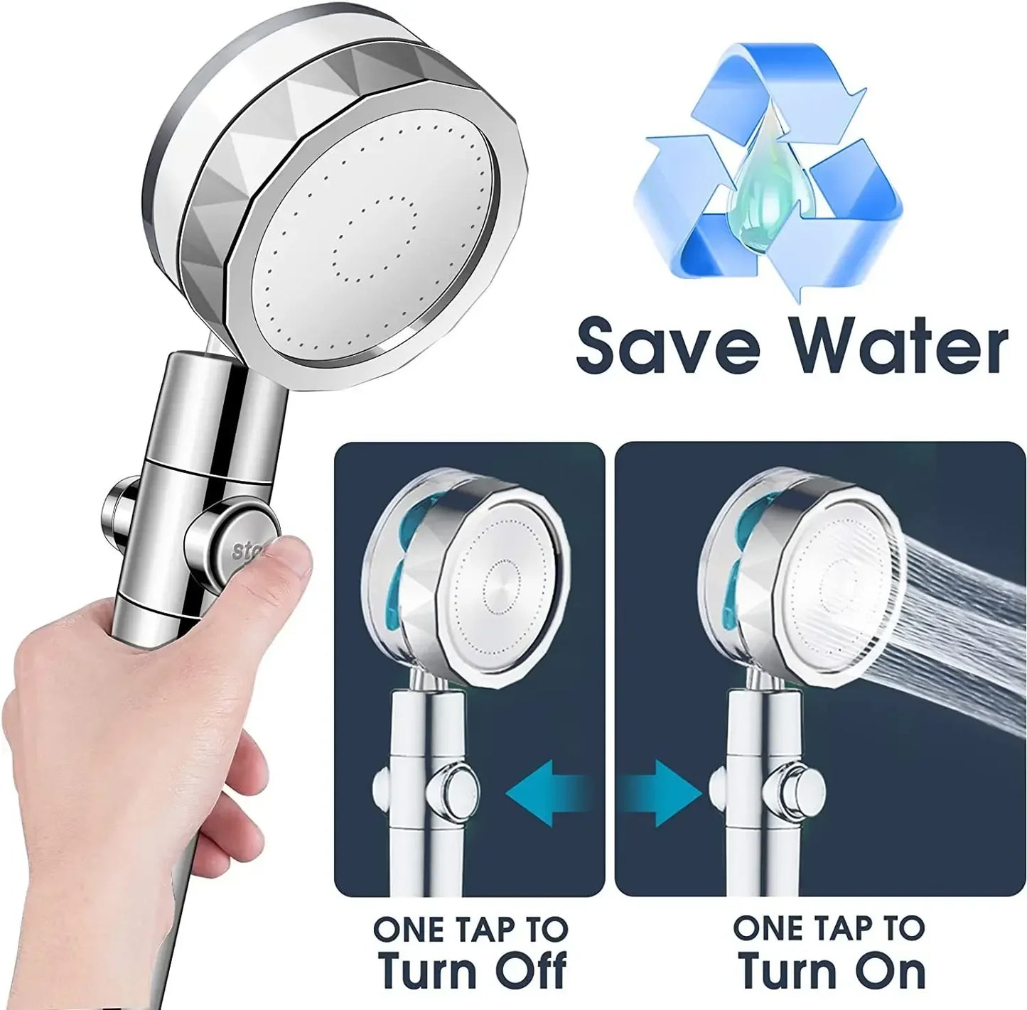 Pressurized Shower Head Turbine Shower