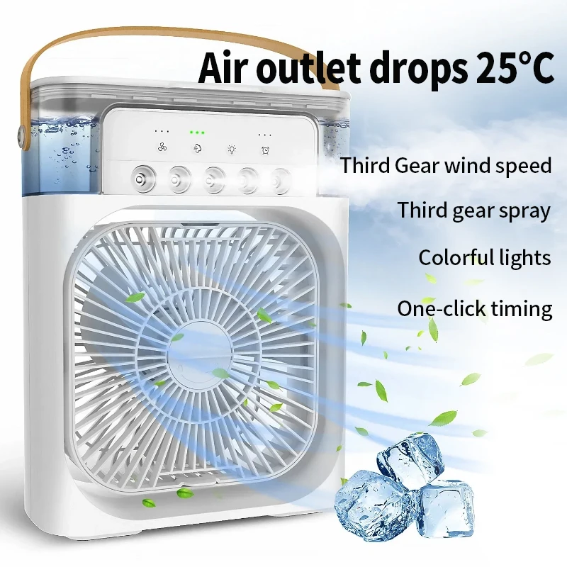 Kipas Mini Fan 6 inches air conditioner, cooler & humidifier with 5 sprays 7 color light