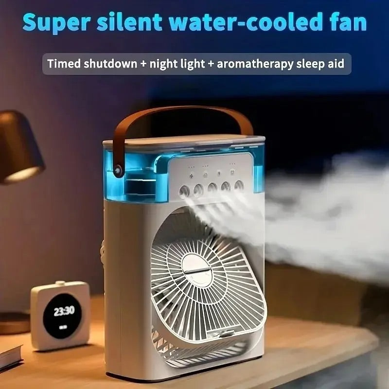 Kipas Mini Fan 6 inches air conditioner, cooler & humidifier with 5 sprays 7 color light