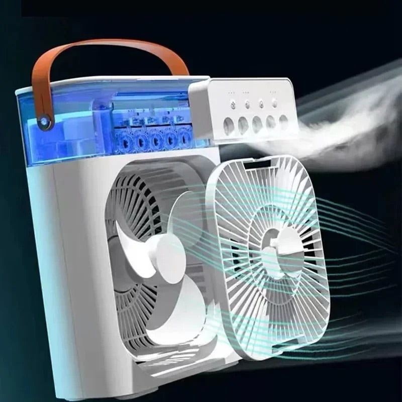 Kipas Mini Fan 6 inches air conditioner, cooler & humidifier with 5 sprays 7 color light