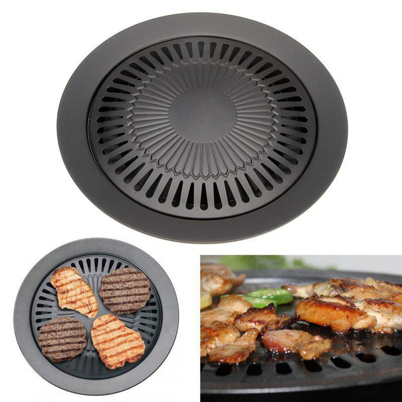 Outdoor Smokeless Non-stick Barbecue Grill Roaster Pan Stove Plate
