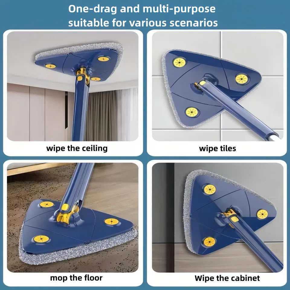 Extended Triangular Mop 360  Rotatable Twist Squeeze Wringing