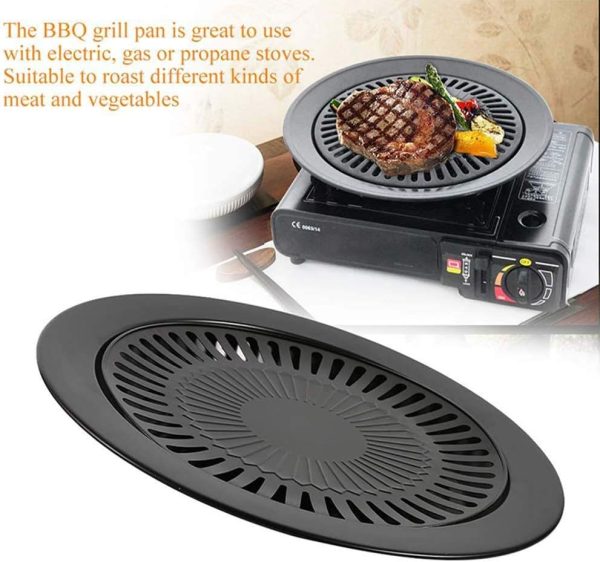 Outdoor Smokeless Non-stick Barbecue Grill Roaster Pan Stove Plate